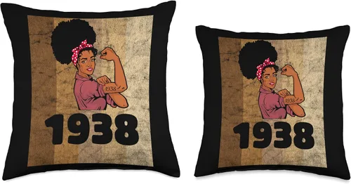 Miniatura 3 de Vintage 1938 Limited Edition 85th Birthday Afro Girls Women Throw Pillow