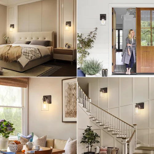 Miniatura 7 de VerRon Juego de 2 apliques de pared para baño, lámparas modernas de tocador, faroles de montaje de bronce cepillado al óleo, luces de pared