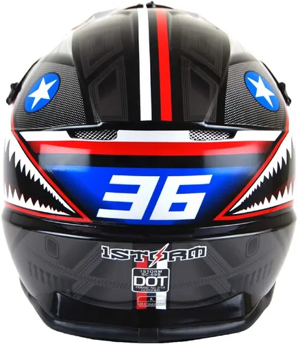 Miniatura 5 de 1Storm - Casco de motocross para adultos BMX MX ATV Dirt Bike Downhill Mountain Bike estilo Monster Shark Racing HKY_SC09S Negro tiburón