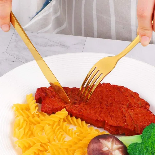 Miniatura 3 de BuyGo - Juego de cubiertos de acero inoxidable de 32 piezas, juego de 8 cubiertos, incluye cuchillo, tenedor, cuchara, cuchara de té para 8 personas