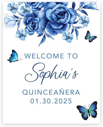 Miniatura 9 de Andaz Press Letrero de bienvenida de quinceañera grande personalizado, Art Deco Bienvenidos de 16 x 20 pulgadas, lienzo premontado para fotos