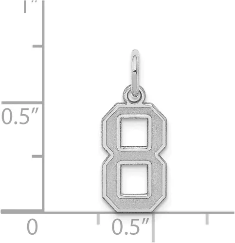 Miniatura 2 de Colgante de plata de ley 925 maciza, número 8, acabado mate cepillado, 0.748 in x 0.276 in.