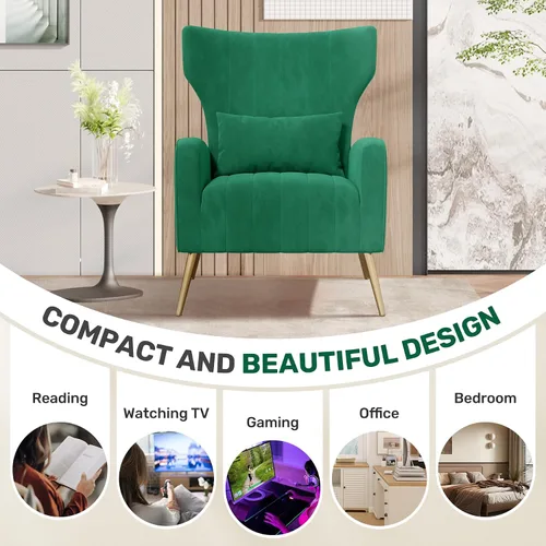 Miniatura 4 de Nalupatio Sillas de Acento Modernas para Sala de Estar Sillas Tapizadas de Tela de Terciopelo Silla de Lectura Sillón con Brazos de Mediados de Verde