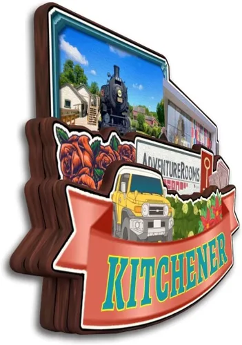 Miniatura 2 de Kitchener Ontario Canada - Imán para nevera de madera 3D, madera 3D, hecho a mano, recuerdos de la ciudad, imán para nevera, decoración del hogar