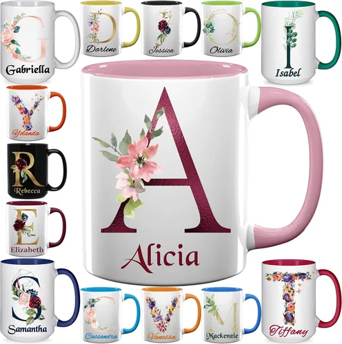 Miniatura 8 de Tazas de café personalizadas - Texto personalizado, foto, logotipo, imagen de collage, nombre inicial taza de monograma y tazas mágicas de cerámica