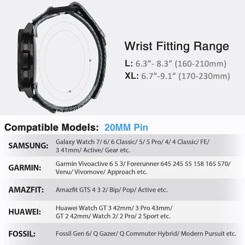 Miniatura 3 de Nereides Correa compatible con Samsung Galaxy Watch 7, 6, 5, 4, 1.575 pulgadas, 1.732 pulgadas, Watch 6 4 Classic/Watch 5 Pro/Watch 3 Classic