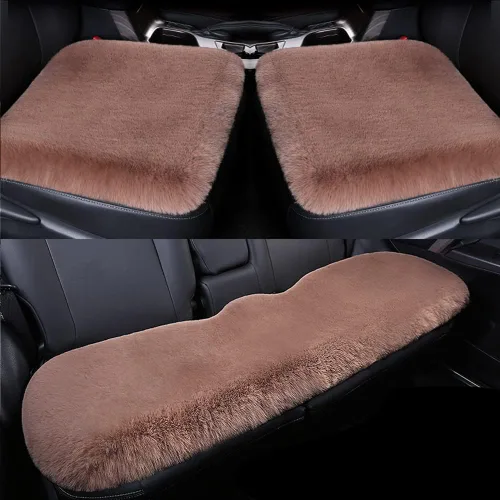 Miniatura 23 de LoveisLove Cojín de asiento de automóvil para asiento de conductor, almohadilla de asiento de felpa sintética, suave, cómoda, cálida, silla de Negro