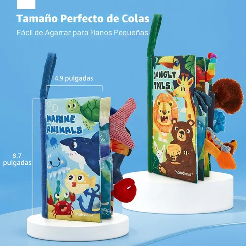 Miniatura 7 de hahaland Juguetes para bebés de 0 a 6 meses, libros arrugados para bebés, paquete de 2, tela suave, sensación al tacto, libro para bebés de 6 a 12