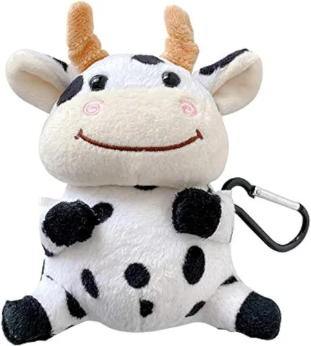Funda de TPU suave y esponjosa con llavero para Apple AirPods 1st 2nd 1 2 3D Cartoon Animal Spots Linda encantadora cálida cómoda acogedora Navidad