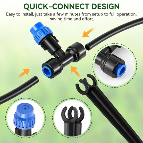 Miniatura 3 de Meonum Sistema de riego de invernadero de 65 pies, conector rápido, sistema de riego automático de niebla con tubo en blanco de 1/4 pulgadas