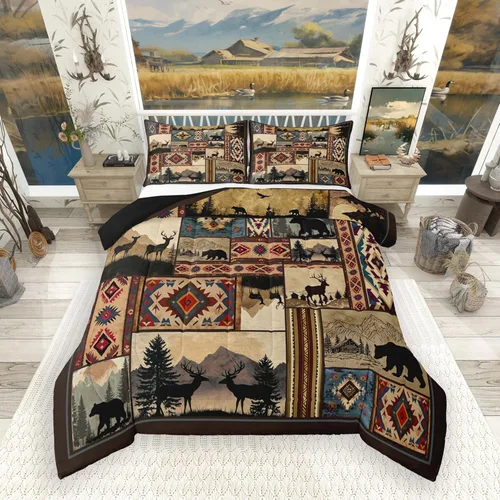 Miniatura 13 de Feelyou, juego de ropa de cama estilo vaquero tamaño individual para niños, juego de edredón occidental para niños y niñas, desierto del lejano