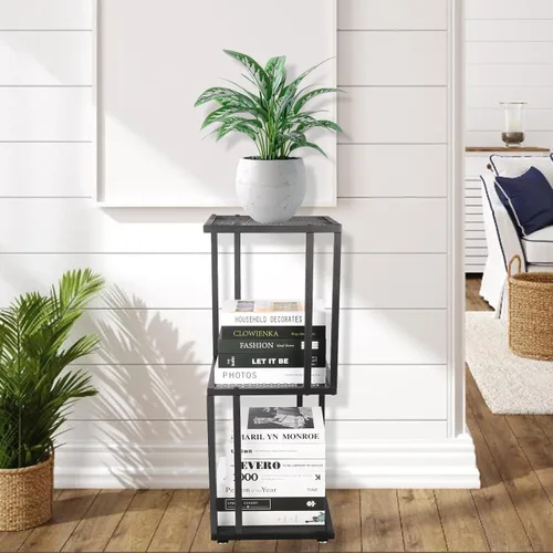 Soporte para plantas de interior de 29 pulgadas, esquina de 3 niveles con estante de malla de metal resistente, moderno soporte decorativo para