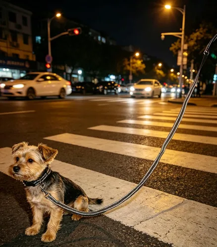 Miniatura 6 de Correa elástica reflectante de 5 a 7 pies, sin tirones para absorción de impactos, correa elástica de nailon para perros pequeños y medianos/gatos