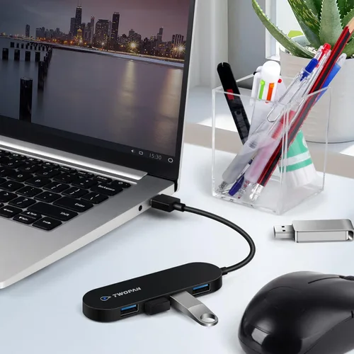 Miniatura 6 de TWOPAN Hub USB 3.0 de 4 puertos, adaptador multipuerto USB ultra delgado para laptop, escritorio, Mac, Surface Pro, XPS, mouse, teclado, unidad