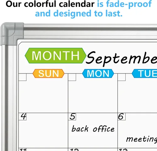 Miniatura 3 de JILoffice Calendario magnético de borrado en seco, pizarra blanca de 2 meses, 36 x 24 pulgadas, marco de aluminio plateado, tablero montado
