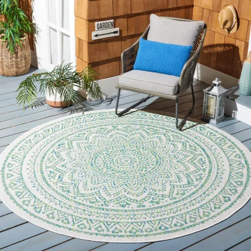 Miniatura 130 de SAFAVIEH Alfombra lavable para exteriores, colección Courtyard - Pasillo de 2.3 x 8 pies, color beige claro y marrón claro, no desprende pelusa