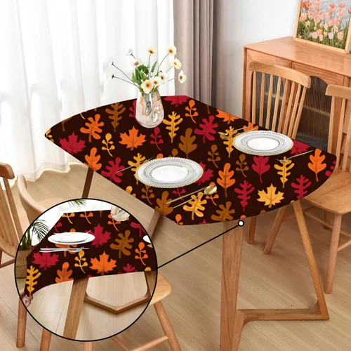 Miniatura 9 de Mantel ajustado blanco con elástico para mesas plegables de 48x48 pulgadas, manteles lavables y elásticos de elastano para mesas de cartas, manteles