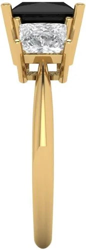 Miniatura 3 de Clara Pucci Solitario de 3 piedras de corte princesa brillante de 2.97 quilates con acento impecable de ónix negro natural VVS1 Anillo moderno