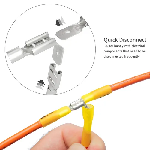 Miniatura 3 de Wirefy 90 conectores de pala termorretráctiles – Conectores de alambre de 3 vías – Conectores de doble pala – Terminales de desconexión rápida