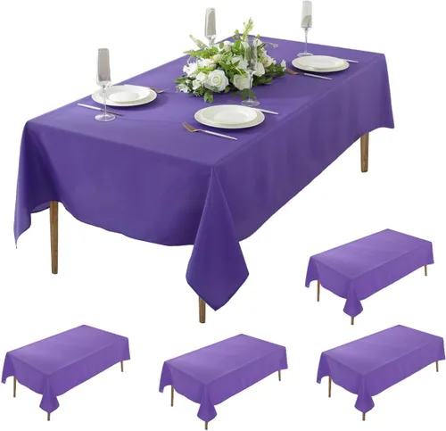 Miniatura 15 de Paquete de 5 Manteles Cuadrados 60 x 60 Pulgadas de Carbón, Mantel de Poliéster Lavable para Uso en Hogar, Fiesta, Boda o Restaurante.