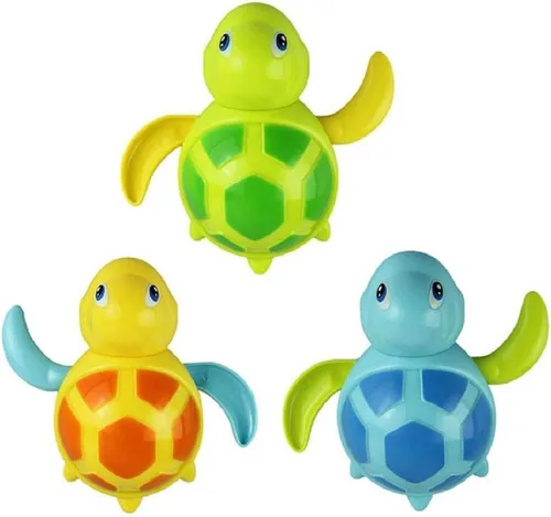 Juguete de tortuga de natación de 3 piezas para bebé, juguete de cadena de cuerda de agua de baño, piscina, juguetes lindos de tortuga de natación