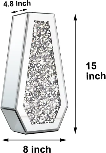 Miniatura 7 de ALLARTONLY Jarrón de Flores Jarrón Espejado de Diamante Triturado Cristal Plateado Vidrio Jarrón Espejo Decorativo Tamaño Grande Lujo