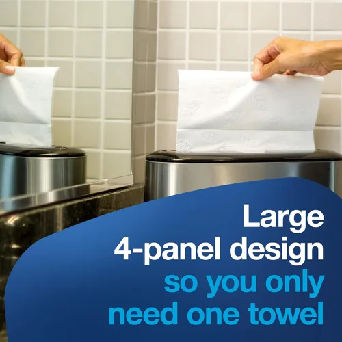 Miniatura 6 de Tork Extra Soft Multifold Hand Towels White with Blue Leaf Print, H2 Dispenser Compatible 16 Packs x 94 Towels (101298)