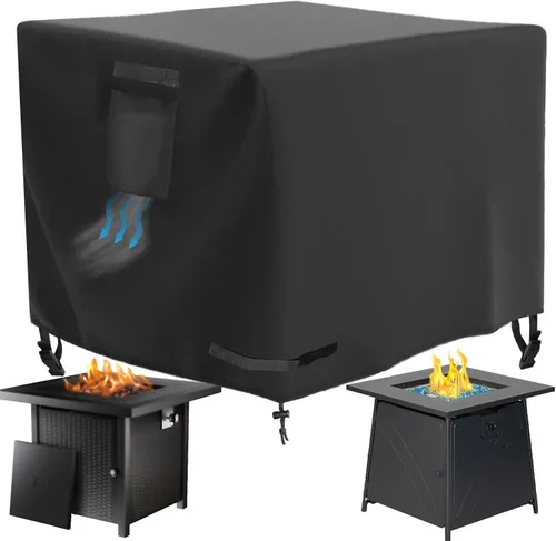 Miniatura 11 de WICKTICK Funda rectangular para mesa de fogata de gas de 44 x 28 pulgadas, cubierta para mesa de fuego resistente al agua 600D de servicio pesado