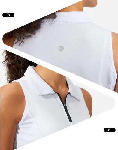 Miniatura 4 de Viodia Camiseta de golf sin mangas para mujer, con cremallera, de secado rápido, camisetas polo para mujer, ropa de golf