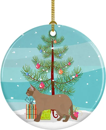 Miniatura 50 de Caroline's Treasures Adorno de cerámica con texto en inglés "Merry Christmas" para colgar en el árbol de Navidad, decoración para el hogar, Navidad