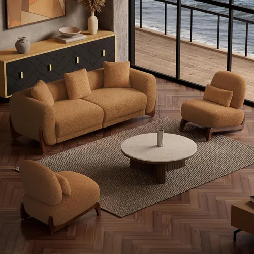 Miniatura 20 de Morden Fort Juego de Sofá Boucle de 2 Piezas, Conjunto de Sofás Tapizados Modernos Duraderos Cómodos Boucle Aptos para Mascotas, Silla sin Brazos