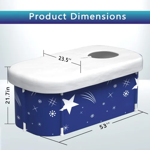 Miniatura 2 de Bañera plegable portátil extragrande de 53 pulgadas con cubierta para adultos, bañera familiar para baño pequeño, bañera gruesa de múltiples capas