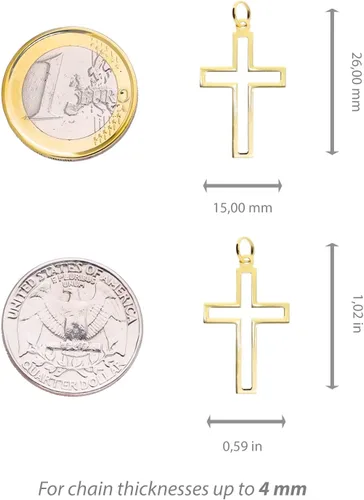 Miniatura 3 de Lucchetta - Colgante de cruz cristiana con marco de oro amarillo de 14 quilates, regalo religioso italiano de 14 quilates para collares