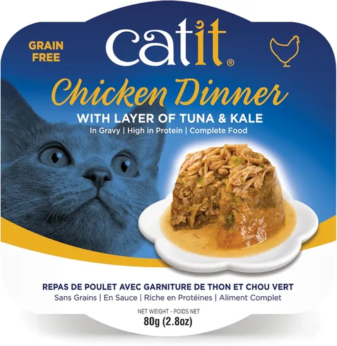 Catit Cena de pollo con atún y col rizada: comida húmeda hidratante y saludable para gatos de todas las edades
