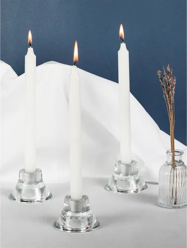 Miniatura 4 de CANDWAX Paquete de 4 velas cónicas blancas, sin goteo, de combustión lenta, sin perfume, de 12 pulgadas, ideales para mesa de comedor, candelabros