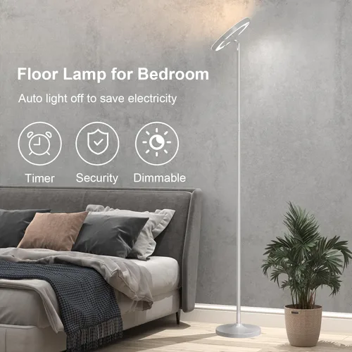 Miniatura 5 de Keepsmile Lámpara de pie LED de doble cara plateada con aplicación inteligente y control remoto de 36W 2600LM Lámpara de pie RGB regulable de ángulo