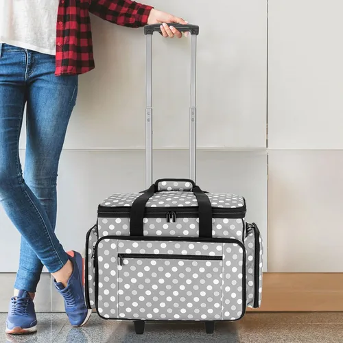 Miniatura 7 de LUXJA Estuche para máquina de coser con carrito desmontable, bolsa rodante para máquina de coser con almohadilla inferior removible