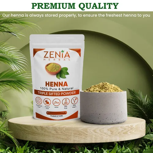 Miniatura 6 de Zenia Henna en polvo 100% puro y natural (Lawsonia Inermis) 3.5 onzas Color de cabello rojo naranja Triple tamizado Fresco de rajastán Sin