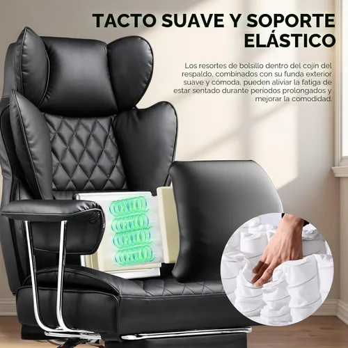 Miniatura 4 de COMHOMA Silla de Oficina Grande y Alta, Silla Gaming de Cuero con Respaldo Alto y Reposapiés, Silla de Oficina Ejecutiva Ergonómica con Soporte
