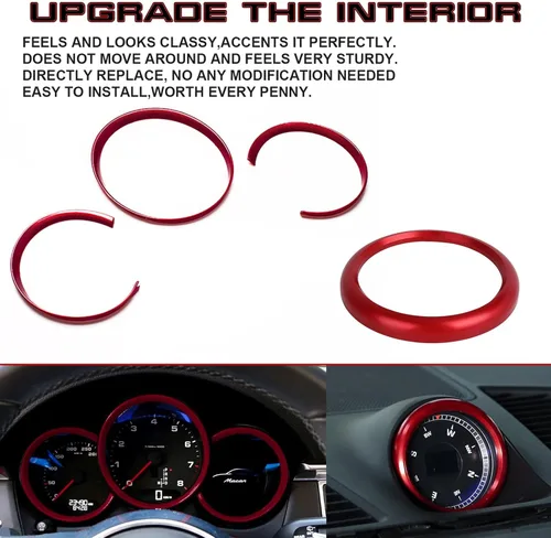 Miniatura 3 de x xotic tech Marco de instrumento para tablero de instrumentos compatible con Porsche Macan 2015 en adelante, 718 Cayman Boxster 2016-2018 (rojo)