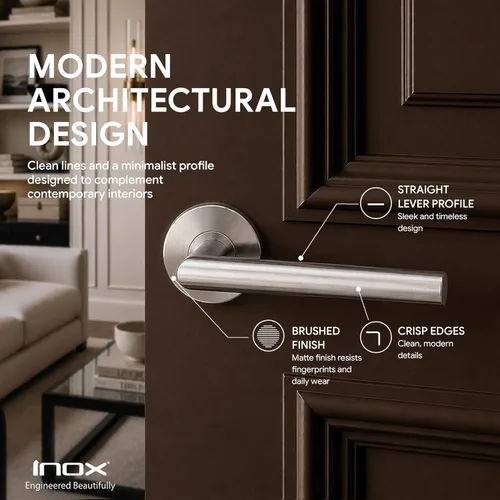 Miniatura 2 de INOX RA RA105L471-32D - Juego de manijas tubulares para puerta de paso, roseta redonda TL4, manija de puerta interior con fondo de 2-3/4 pulgadas