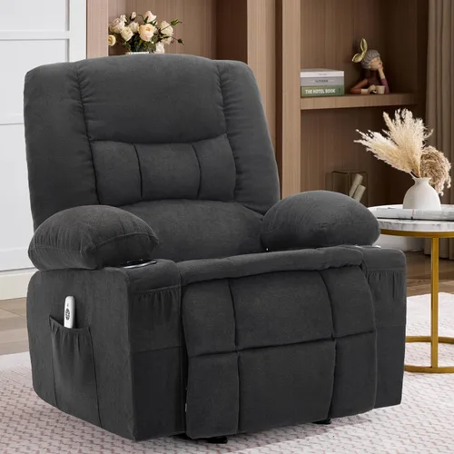 Miniatura 16 de Rocker Recliner Chair with Massage and Heat, Nursery Rocking Chairs for Living Room, Ergonomic Comfy Relining Chair with Cup Holders, USB Charge