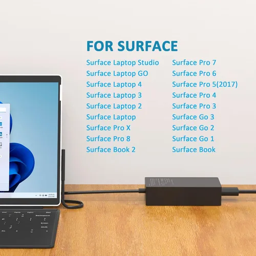 Miniatura 2 de Cargador Surface Pro de 65W para Microsoft Surface Laptop Pro X, 9, 8, 7+, 7, 6, 5, 4, 3 Windows Surface Laptop 5, 4, 3, 2, 1, Studio, Surface Book