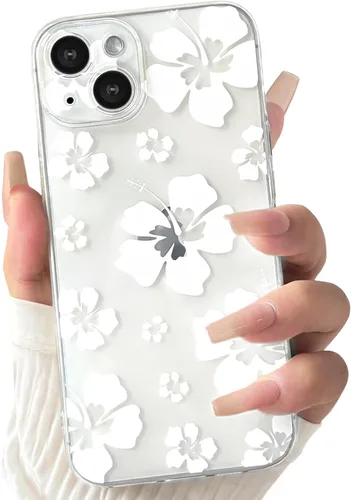 Miniatura 19 de Lovmooful Funda compatible con iPhone 13, bonito diseño transparente de flores de hibisco con estampado floral para niñas y mujeres, TPU suave a