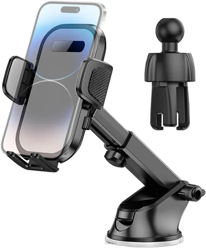 Miniatura 7 de HZEL Soporte de teléfono para automóvil, 2 en 1, soporte para ventilación de aire automotriz para parabrisas de salpicadero, soporte ajustable