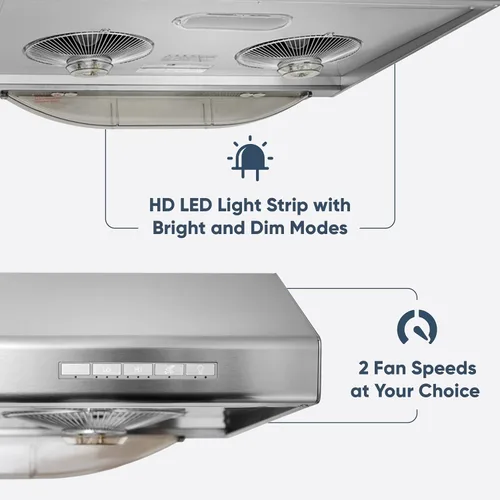Miniatura 4 de Pacific Campana de ventilación de cocina AC30BS – Campana extractora debajo del gabinete de 30 pulgadas – Ventilación de campana de acero inoxidable
