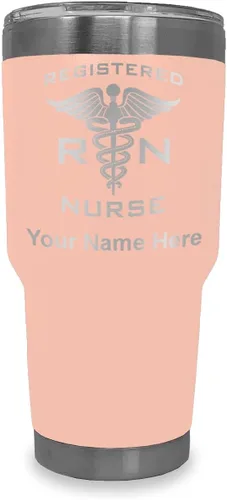 Miniatura 36 de LaserGram Vaso aislado al vacío de 20 onzas, enfermera registrada RN, grabado personalizado incluido (negro)