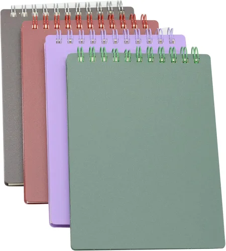 Miniatura 2 de Yansanido Cuaderno en Espiral con Encuadernación Superior, 4 Piezas, 4 Colores, Tamaño A6, Tapa Dura Gruesa de Plástico, Papel Rayado de 8 mm, 80