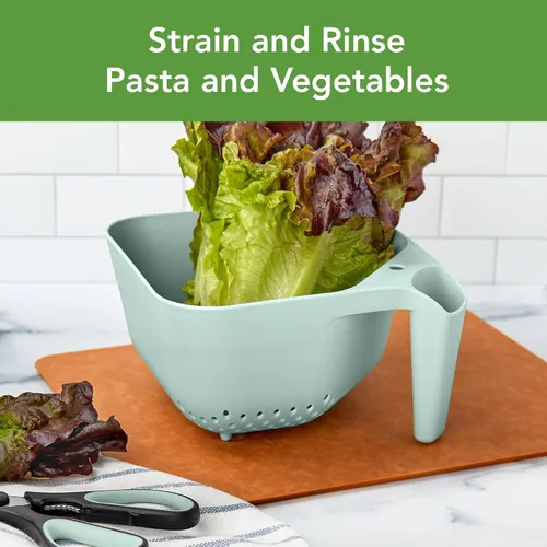 Miniatura 2 de Tovolo Elements - Colador cuadrado con asa para pasta, frutas, bayas, verduras, fácil de limpiar, sin BPA, resistente al calor, colador de plástico