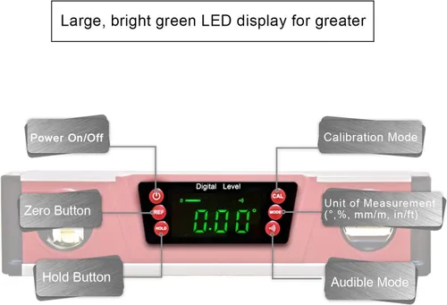 Miniatura 2 de Nivel de torpedo digital de 10 pulgadas y transportador Imanes de neodimio Pantalla LED brillante Base magnética V-GROOVE Nivel inteligente